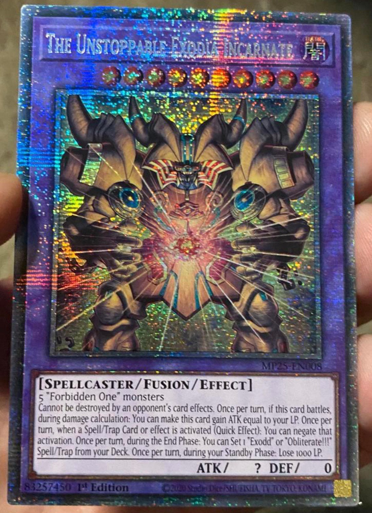 Yu-Gi-Oh! The Unstoppable Exodia Incarnate MP25 Starlight  !, Ophalen of Verzenden, Zo goed als nieuw, Losse kaart, Foil