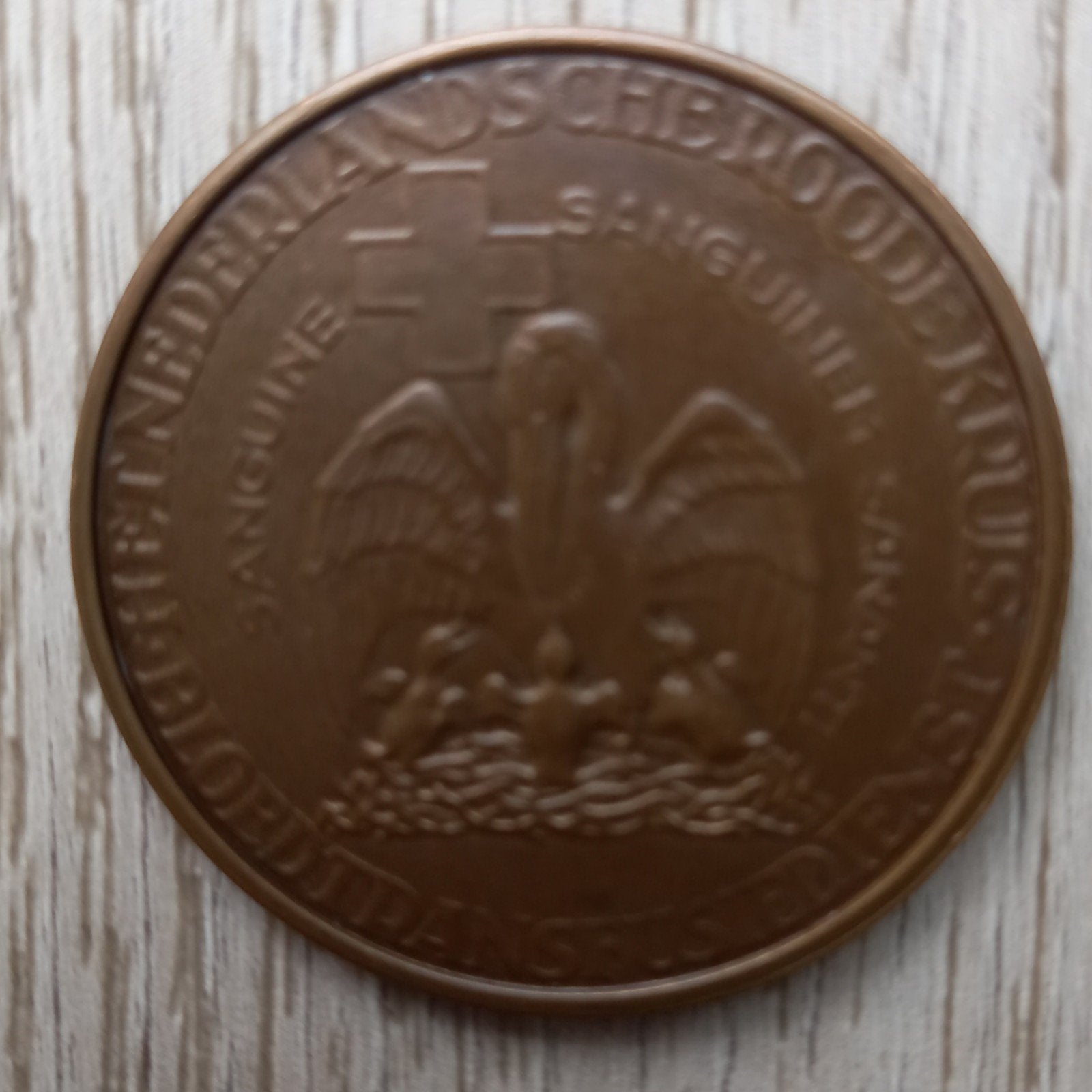 bronzen legpenning van bloedtransfusiedienst Roode Kruis, Ophalen of Verzenden, Brons