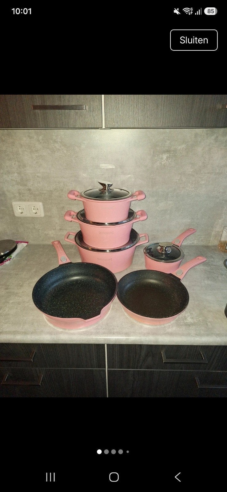 royalty line roze pannenset, Ophalen, Overige materialen, Afneembaar handvat, Nieuw