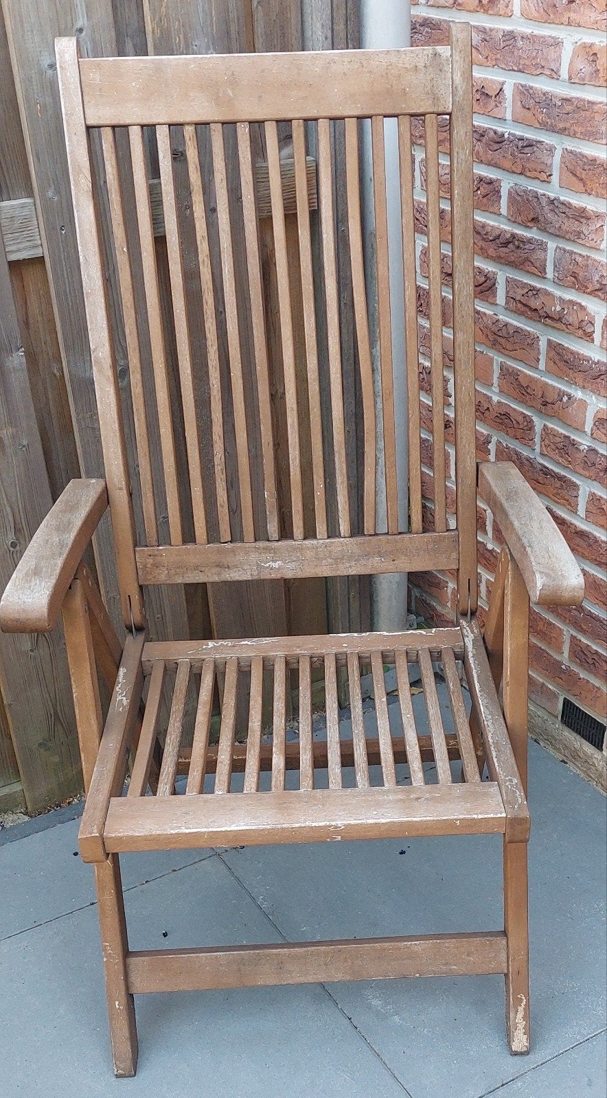 1 Houten Tuinstoel, verstelbaar - Gebruikt, Ophalen, Gebruikt, Hout, Verstelbaar
