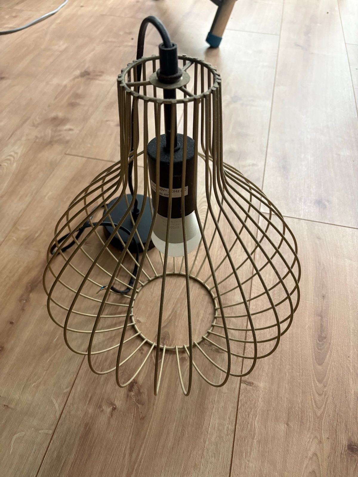 Gouden draadlamp - Industriële hanglamp, Ophalen, Zo goed als nieuw, Metaal, E27 (groot)