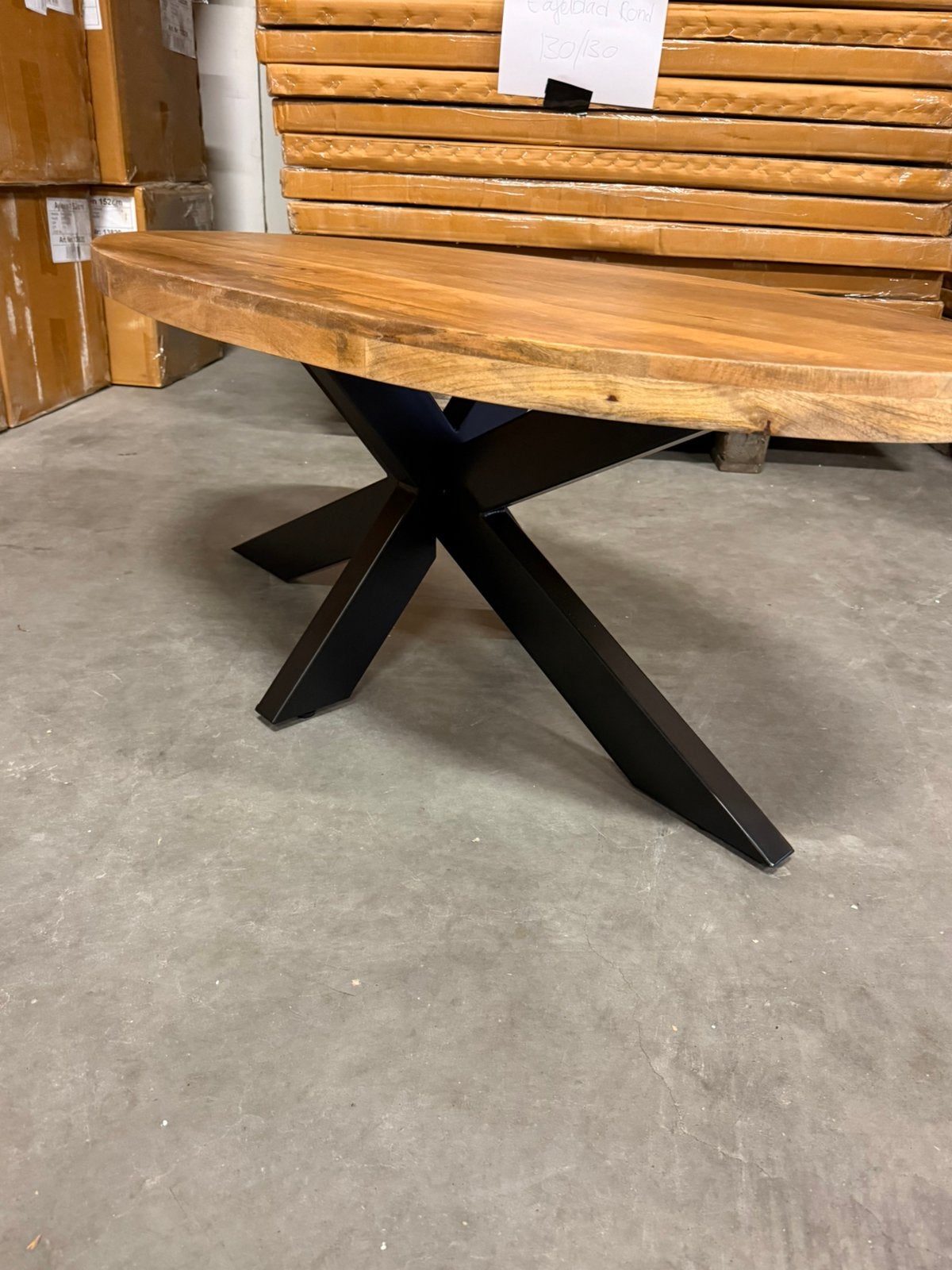 Ovale mango houten salon tafel nieuw, Ophalen, 100 tot 150 cm, Nieuw, 50 tot 100 cm