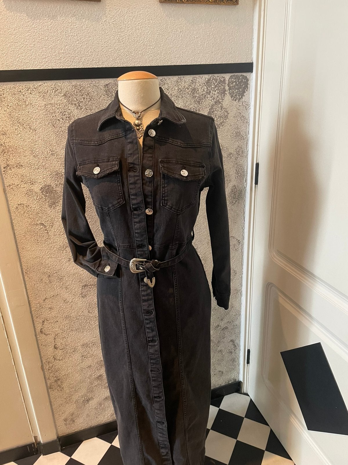 Only black denim maxi jurk S, Zwart, Nieuw, Ophalen of Verzenden, Maat 36 (S)