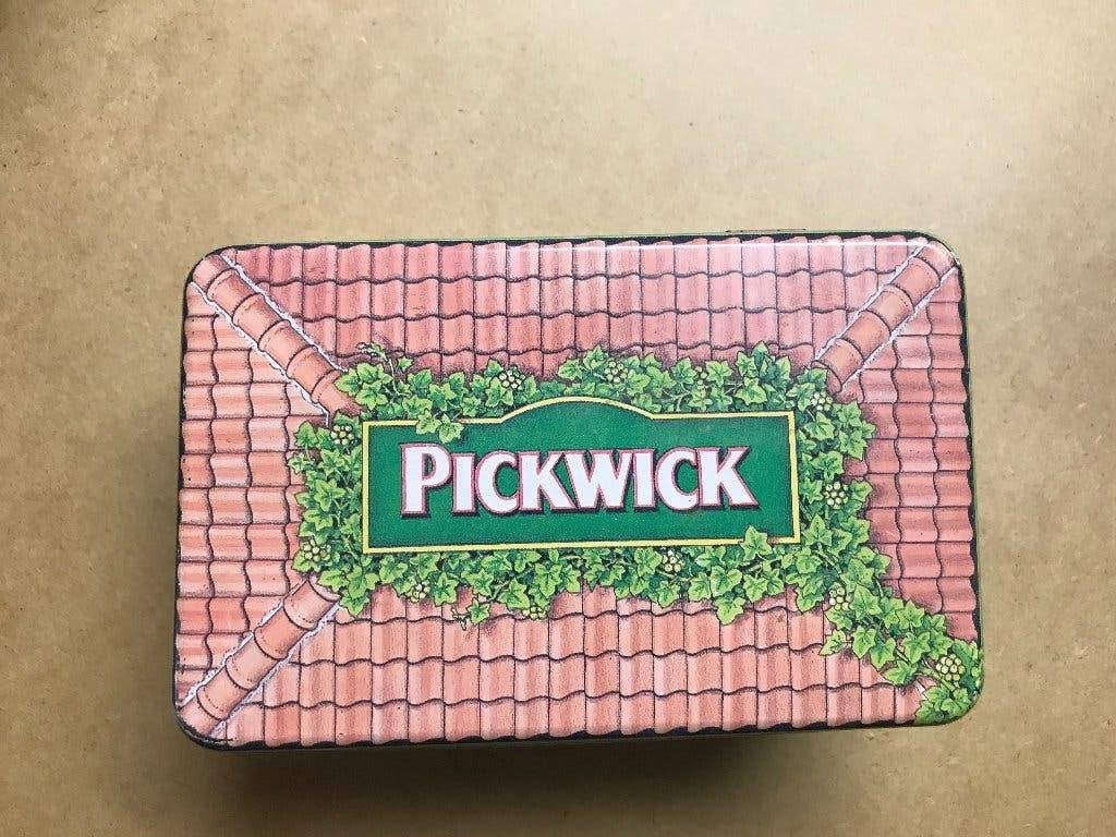 Vintage Pickwick theeblik - Pickwick House design, Verzamelen, Ophalen of Verzenden, Gebruikt, Thee, Pickwick