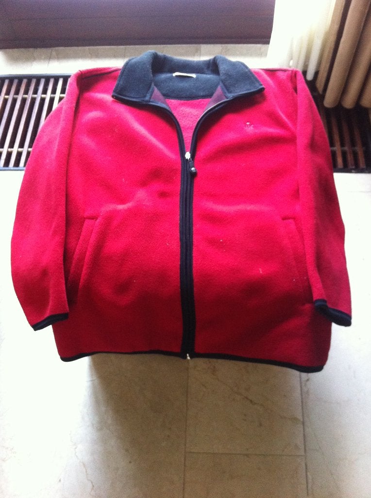 Dames fleece jasje rood / Kibea zwart mt M/L, Maat 38/40 (M), Ophalen of Verzenden, Zo goed als nieuw, Jasje