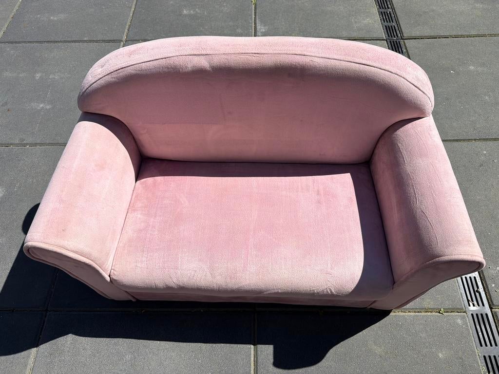 Roze kinderbank en grijze kinderstoel, Kinderen en Baby's, Kinderkamer | Tafels en Stoelen, Ophalen, Gebruikt, Stoel(en)