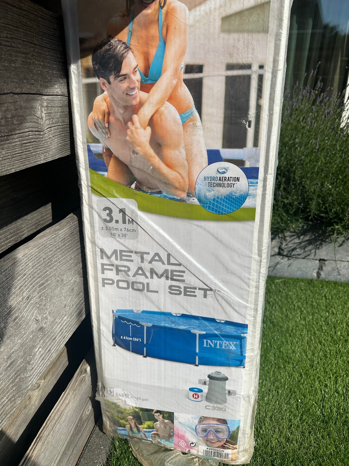 Intex Metal Frame Zwembad 3.05m met pomp (klein gaatje), Verzenden, Gebruikt