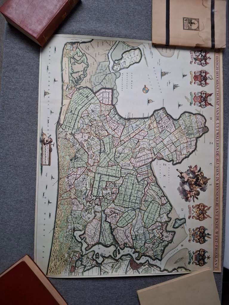Oude kaart Hoogh Heemraetschap Kennemerlant West Frieslant, Gelezen, Ophalen of Verzenden, Landkaart, 1800 tot 2000