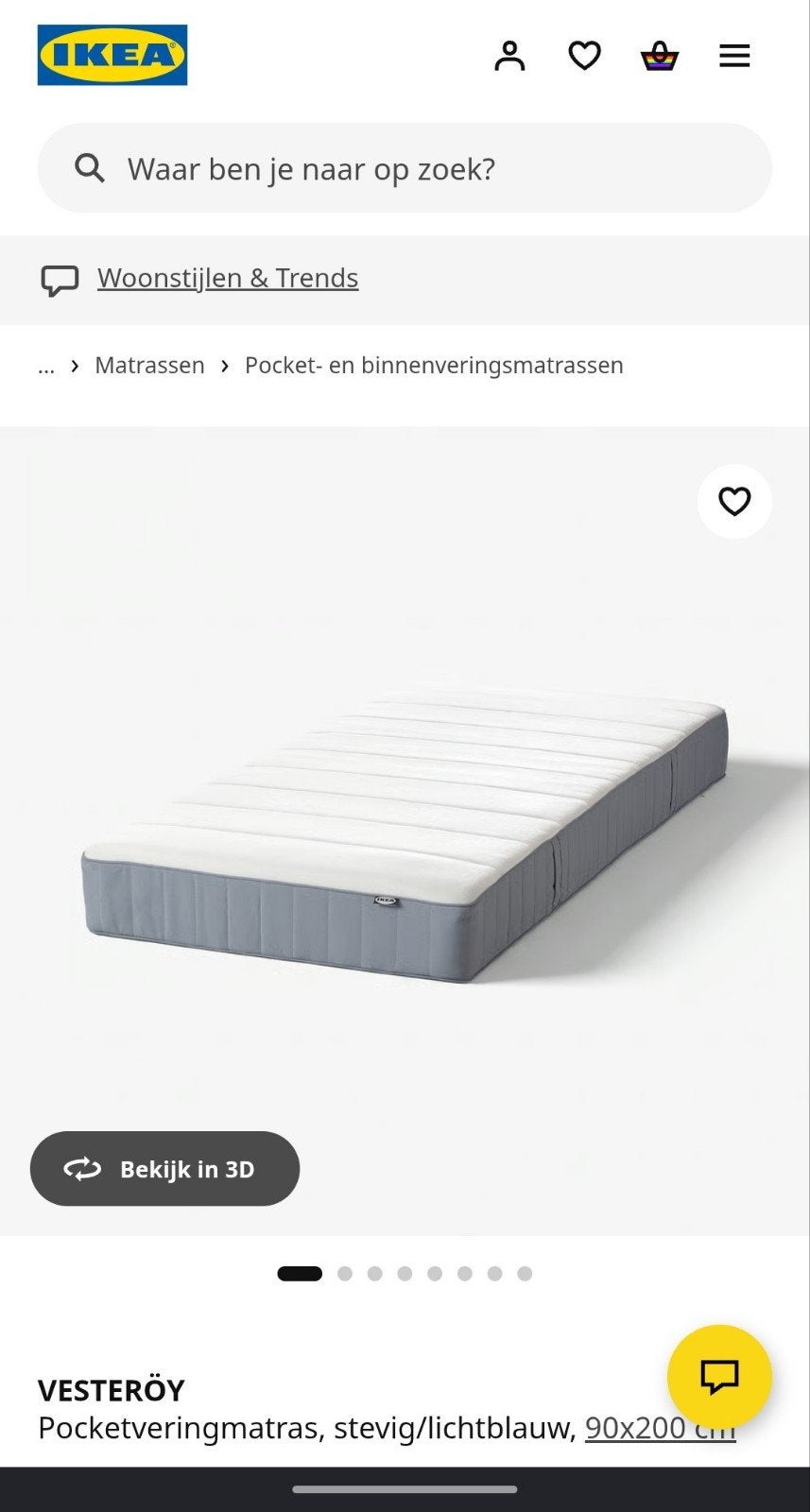 Ikea Vesteroy matras 90*200, Ophalen, 90 cm, Eenpersoons, Zo goed als nieuw