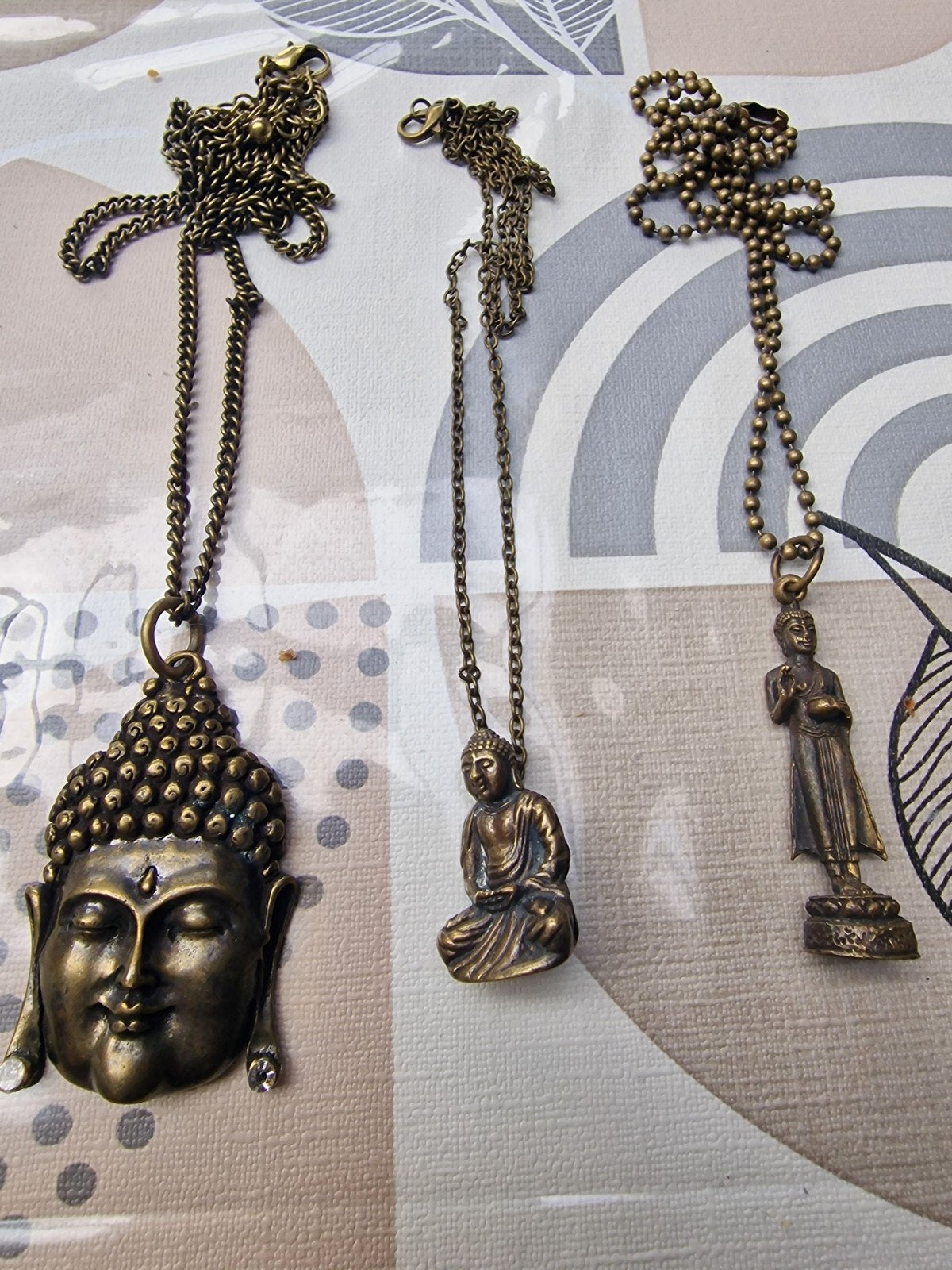 Boeddha Kettingen Brons - Set van 3 Unieke Hangers, Gebruikt, Bruin, Ophalen of Verzenden, Overige materialen