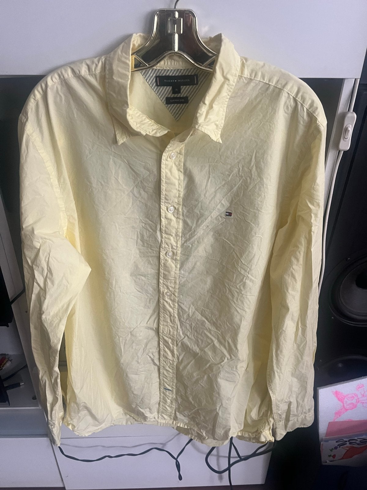 Tommy Hilfiger light Geel Overhemd - Maat XL, Ophalen of Verzenden, Zo goed als nieuw, Geel, Halswijdte 43/44 (XL)