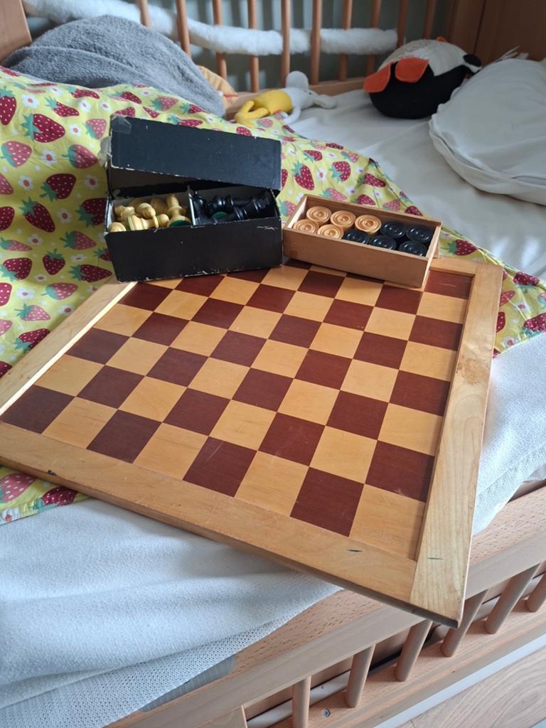 Schaak- en damspel (deels) vintage, Een of twee spelers, Ophalen of Verzenden, Gebruikt