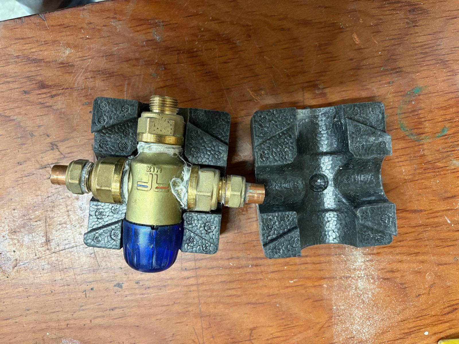 Thermostatisch mengventiel 3/4”, Ophalen of Verzenden, Zo goed als nieuw, Koper, Overige typen