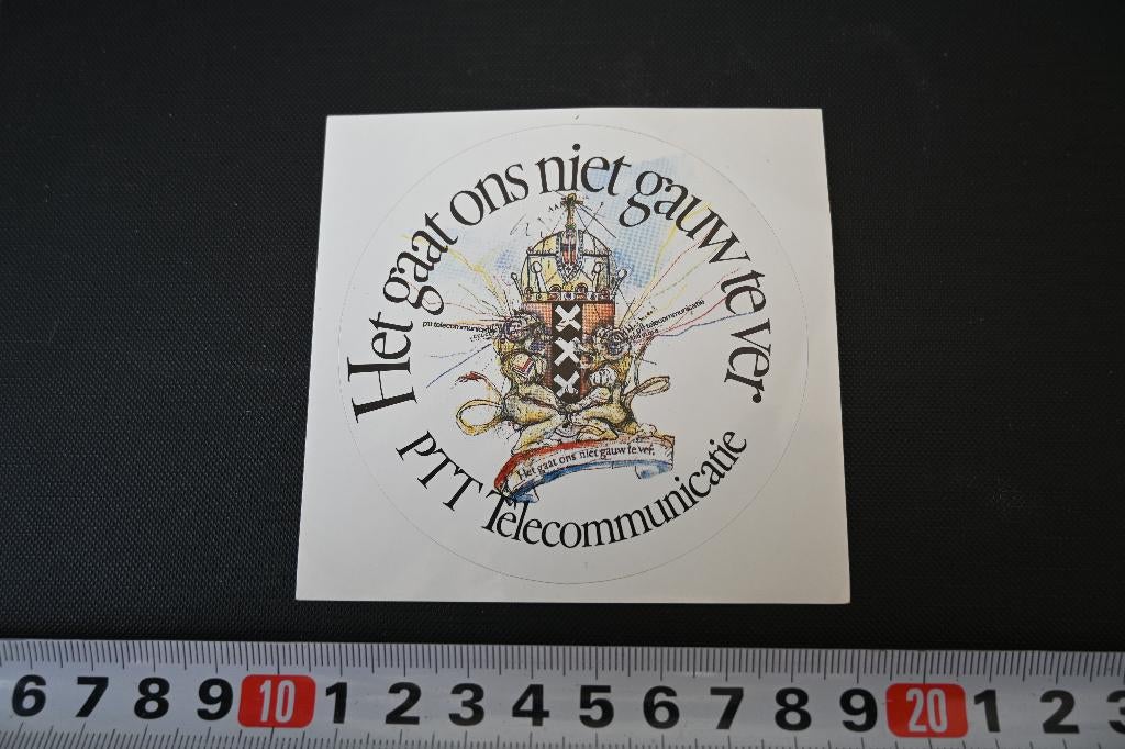 sticker ptt telecommunicatie amsterdam - niet gauw te ver, Ophalen, Zo goed als nieuw