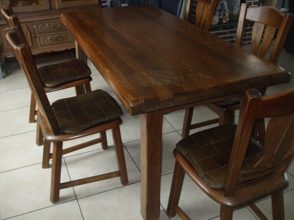 kamer tafel  stoelen, Huis en Inrichting, Tafels | Eettafels, Ophalen, Gebruikt, Teakhout, 50 tot 100 cm