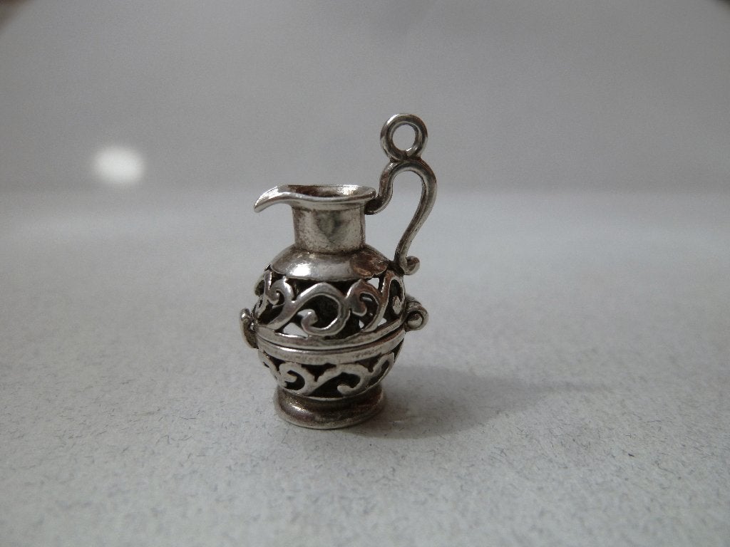 Oude bedel zilver Waterkan Kruik opent waterman  figuur, Verzenden, Zilver, Hanger