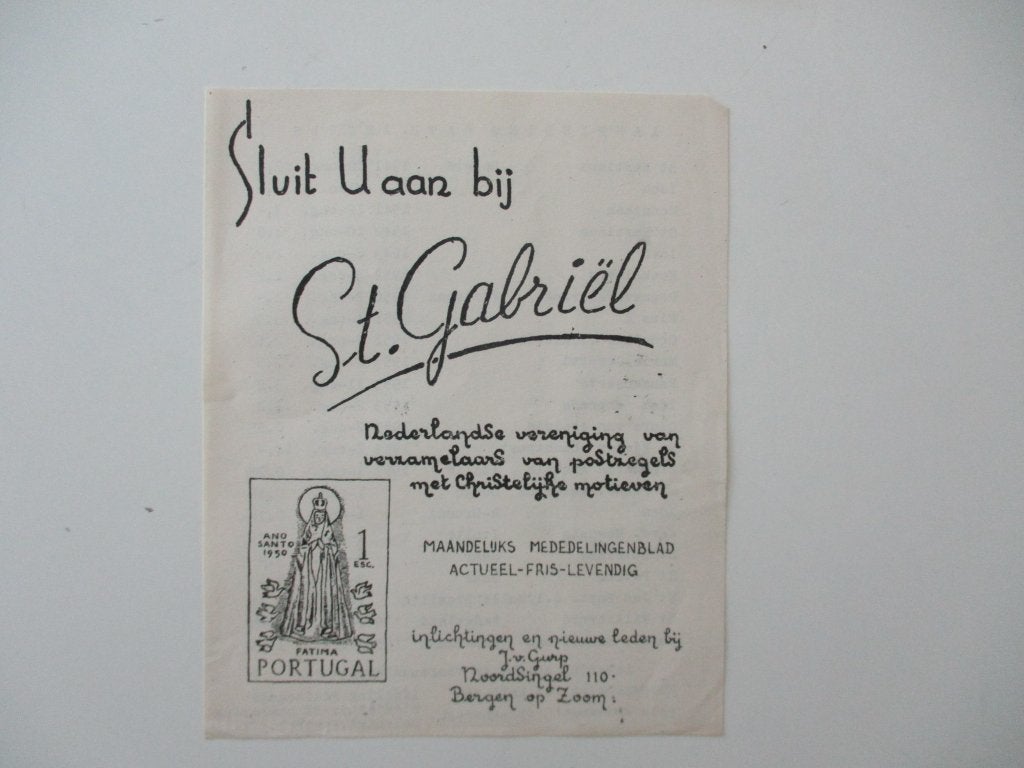 St. Gabriël: Ned. vereniging postzegels wervingsblad, Postzegels en Munten, Verzenden, Na 1940, Gestempeld
