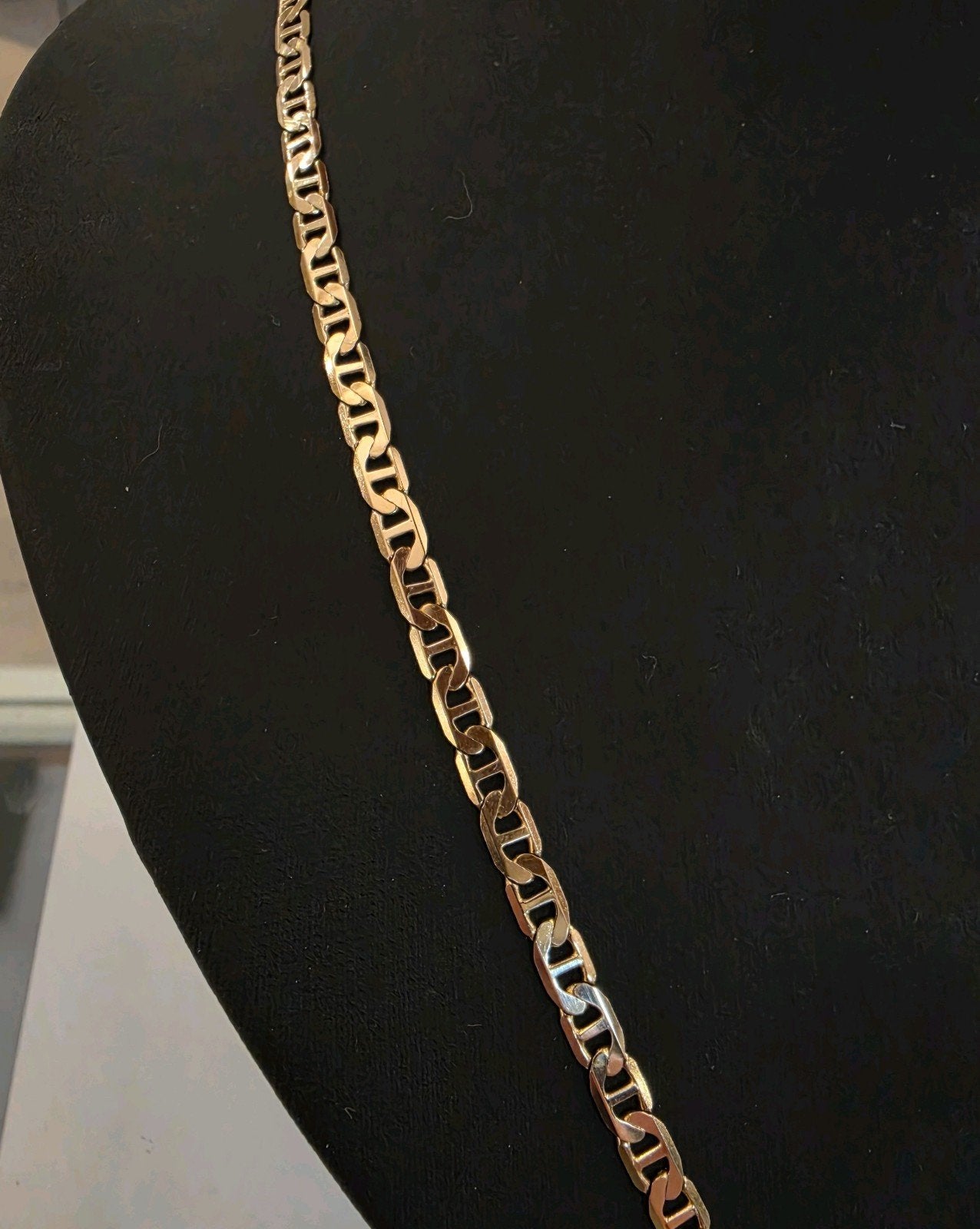 14 karaats gouden Mariner schakel ketting geelgoud, Verstelbaar, Ophalen of Verzenden, Zo goed als nieuw, Goud