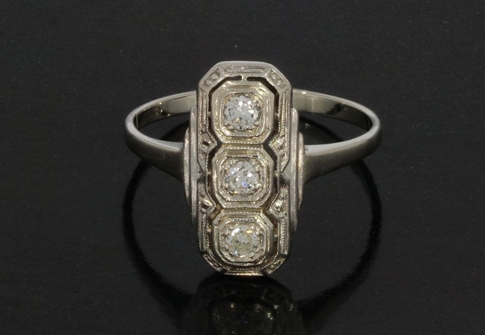Diamanten art deco antieke fraaie gouden ring dame briljant