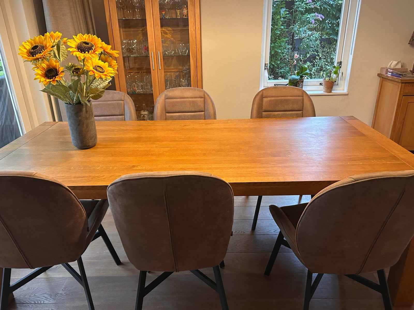 Eikenhouten eettafel 6 personen - prima staat, Ophalen, Eikenhout, 50 tot 100 cm, Zo goed als nieuw
