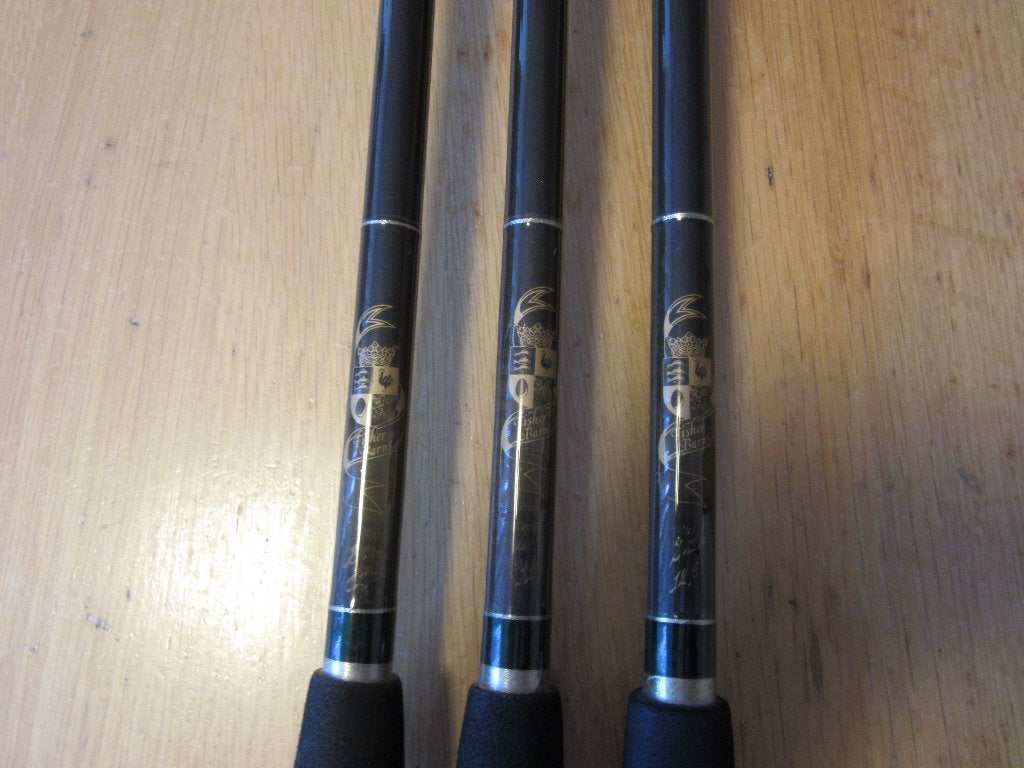 3 handgebouwde karperhengels 12ft 2.5lbs 9ogen, Watersport en Boten, Ophalen of Verzenden, Zo goed als nieuw, Werphengel