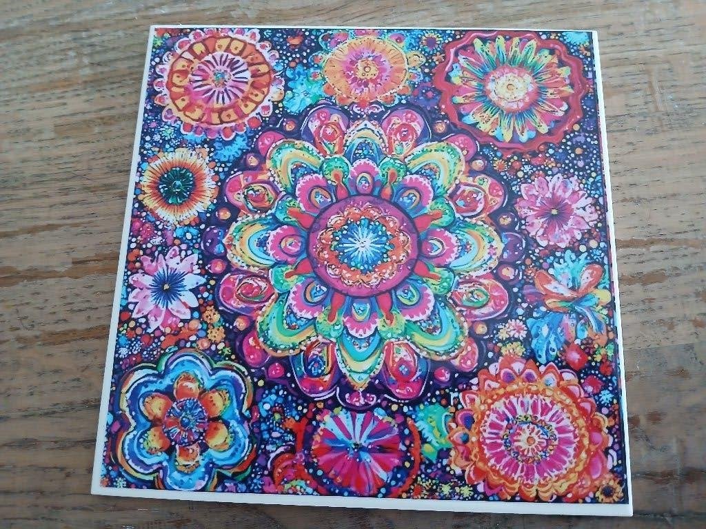 psychedelische tegel 15x15 cm., Meerkleurig, Overige stijlen, Nieuw, Ophalen of Verzenden