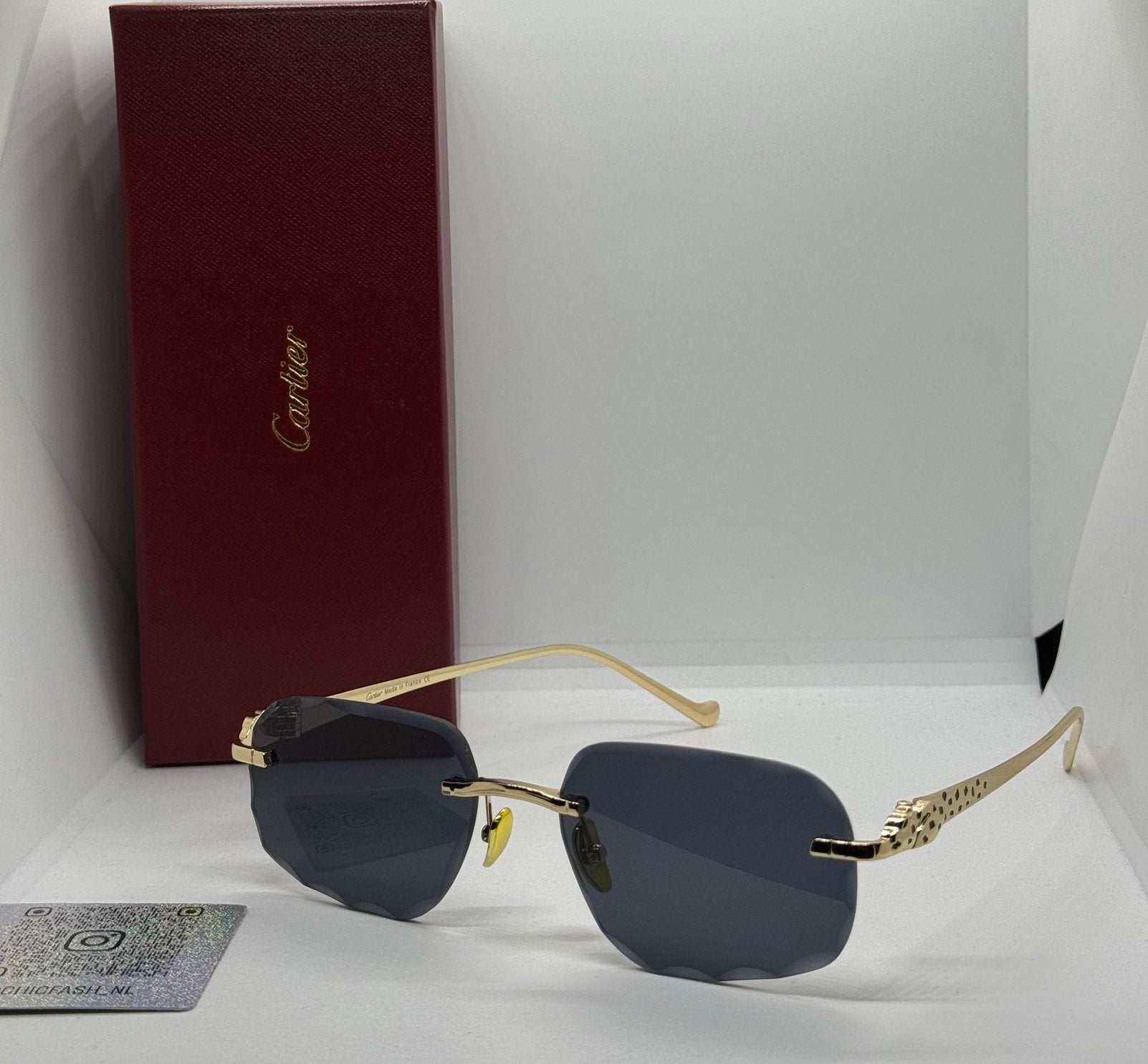 Cartier Diamond Cut Panther zwarte Zonnebril, Ophalen of Verzenden, Zo goed als nieuw, Zwart, Overige merken
