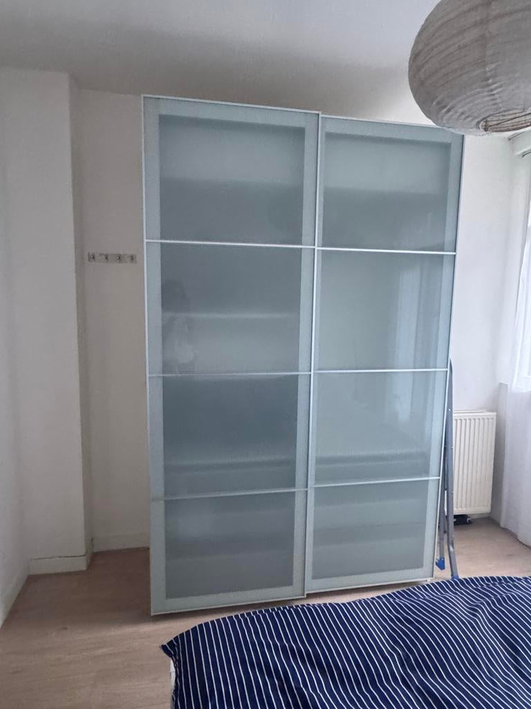 Ikea Pax Kast met schuifdeuren en lades, Ophalen, Kunststof, Gebruikt, 100 tot 150 cm