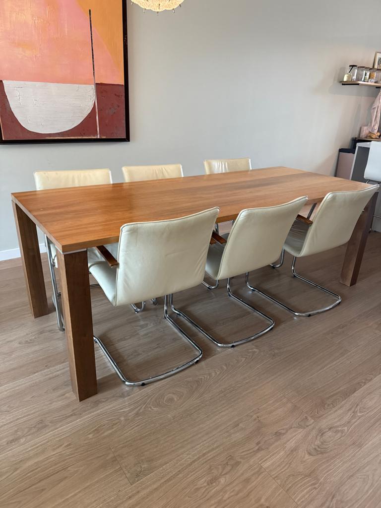 Bert Plantagie eettafel met 6 Leolux stoelen, Huis en Inrichting, Ophalen, Gebruikt, 6 tot 8 stoelen