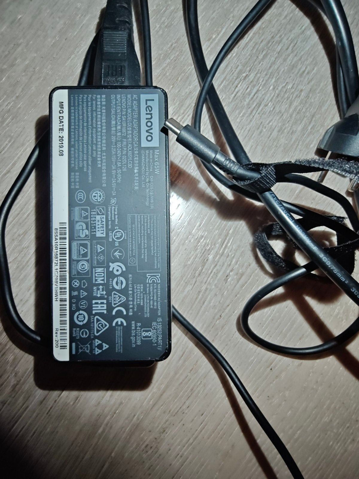 Origineke Lenovo oplader van 65W met USB-C, Computers en Software, Ophalen of Verzenden, Gebruikt, Lenovo origineel