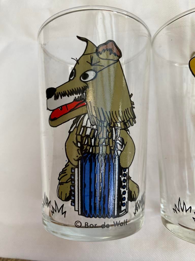 Set van 3 vintage glazen fabeltjeskrant, Ophalen of Verzenden, Zo goed als nieuw, Overige typen