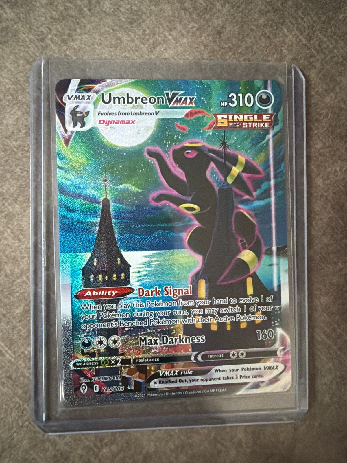 Umbreon VMAX Alt Art (Evolving Skies) Originele Pokémon Kaar, Ophalen of Verzenden, Zo goed als nieuw, Losse kaart, Foil