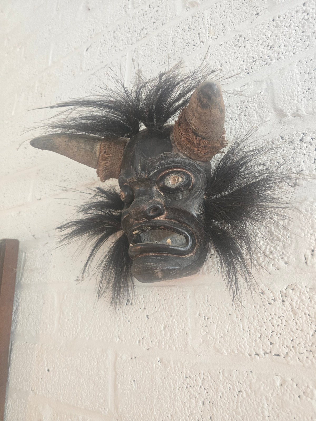 antiek krampus carnaval masker, Ophalen of Verzenden, Europa, Hout, Masker