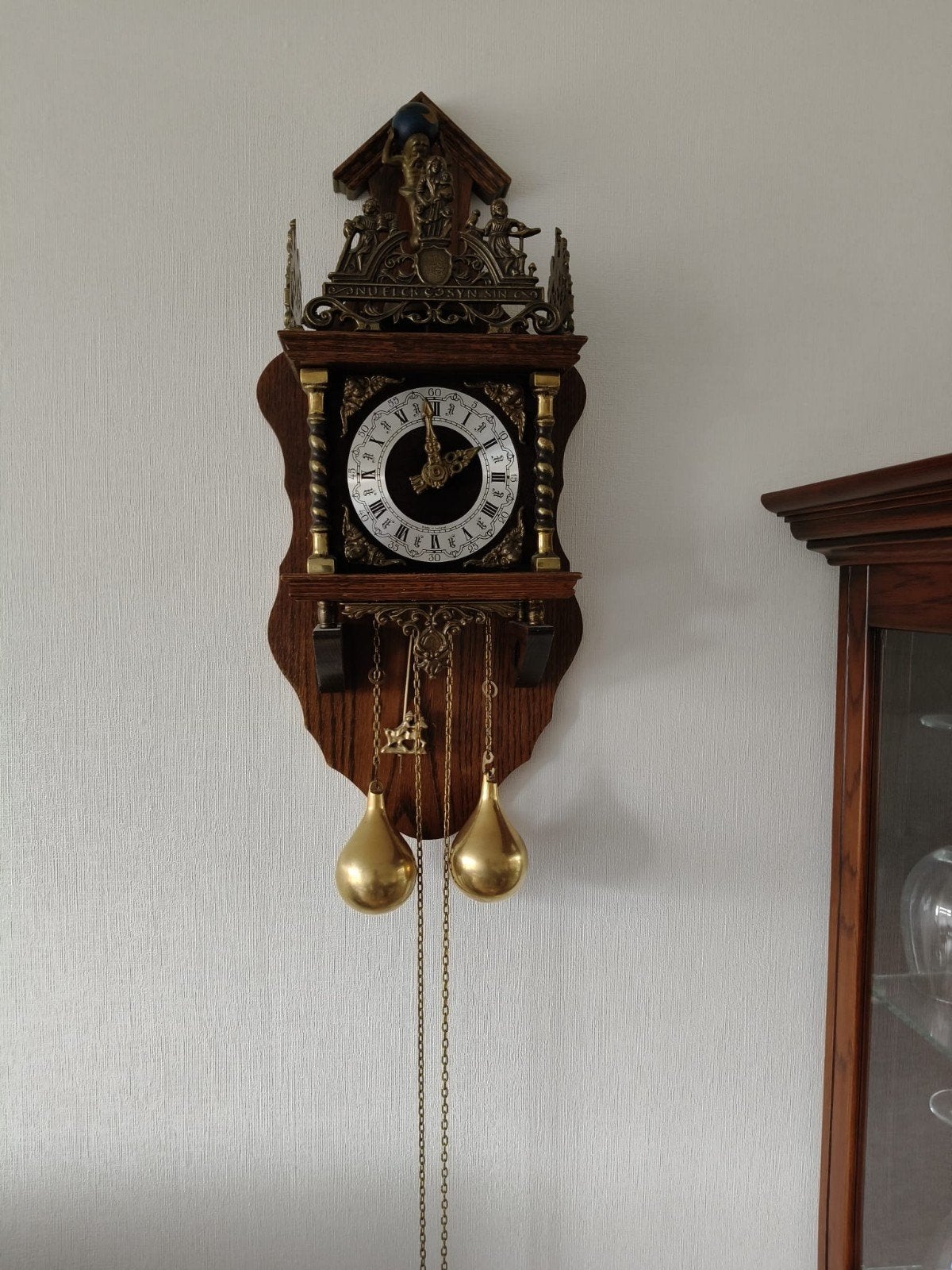 zaanse klok met Gewichten, Ophalen, Wandklok, Vintage, Analoog