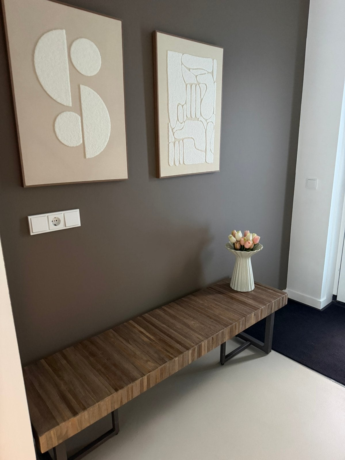 WOOOD Maxime eetkamerbank / halbank 160 cm – donkerbruin, Ophalen, Zo goed als nieuw, Minder dan 75 cm, 150 tot 200 cm