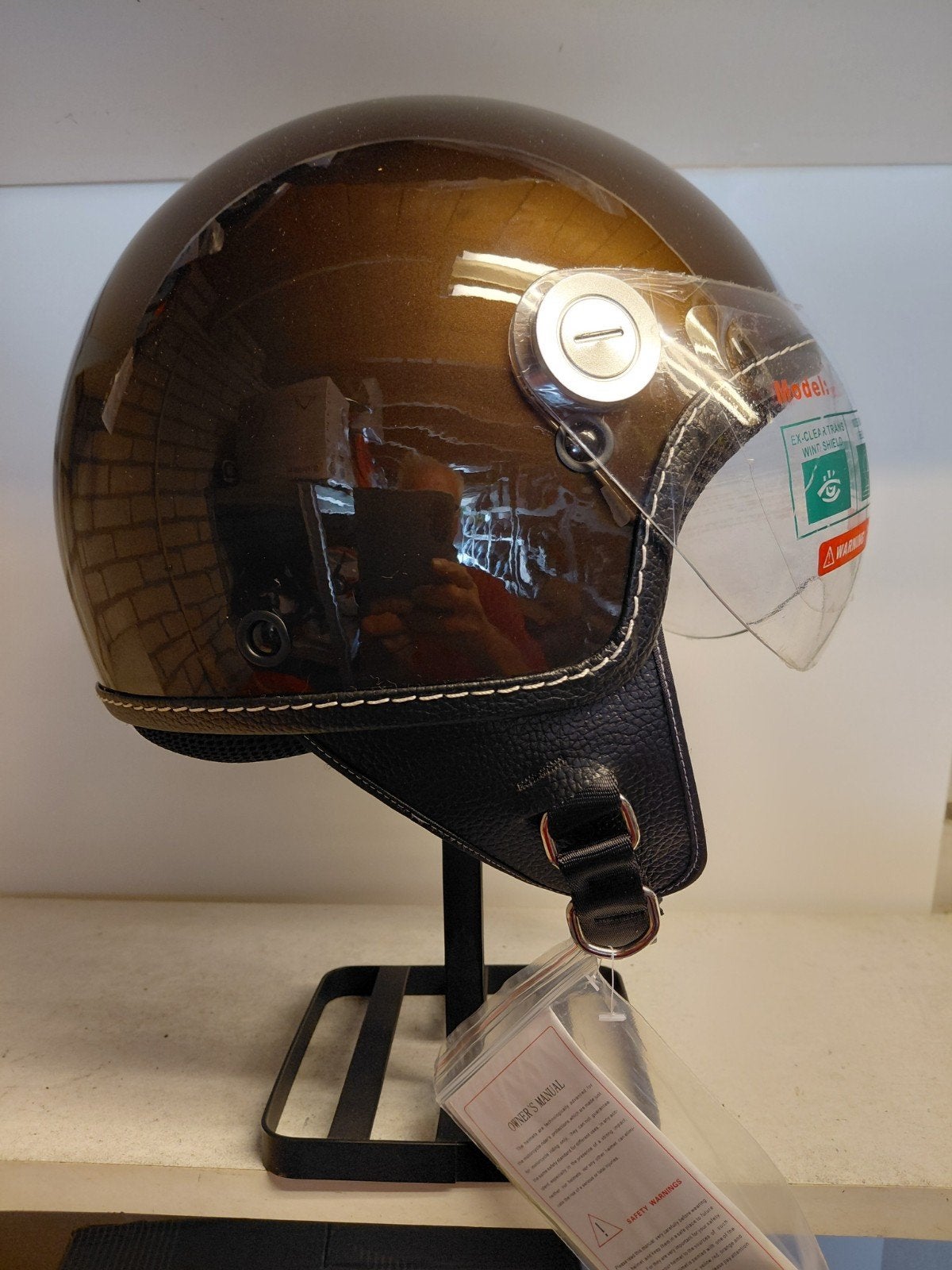 Nieuwe helm.  donker bruin maat M, M, Dames, Jethelm, Ophalen of Verzenden