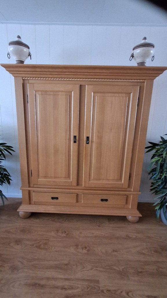 Broodkast licht eiken blank woonkamerkast 2 deuren en laden, Ophalen, Met deur(en), 150 tot 200 cm, Eikenhout