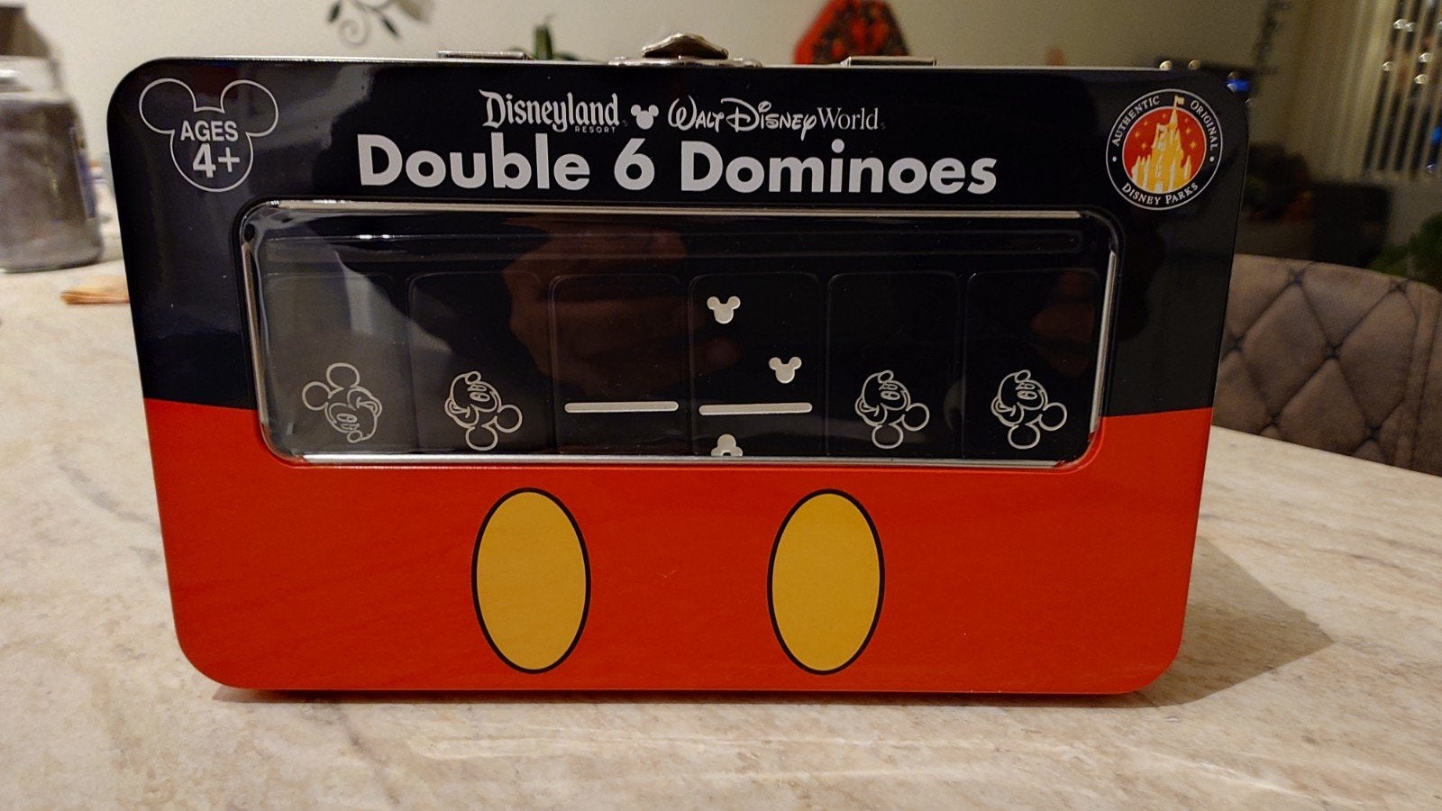 Disney Mickey Mouse Double 6 Dominos in blik, Verzamelen, Disney, Ophalen of Verzenden, Mickey Mouse