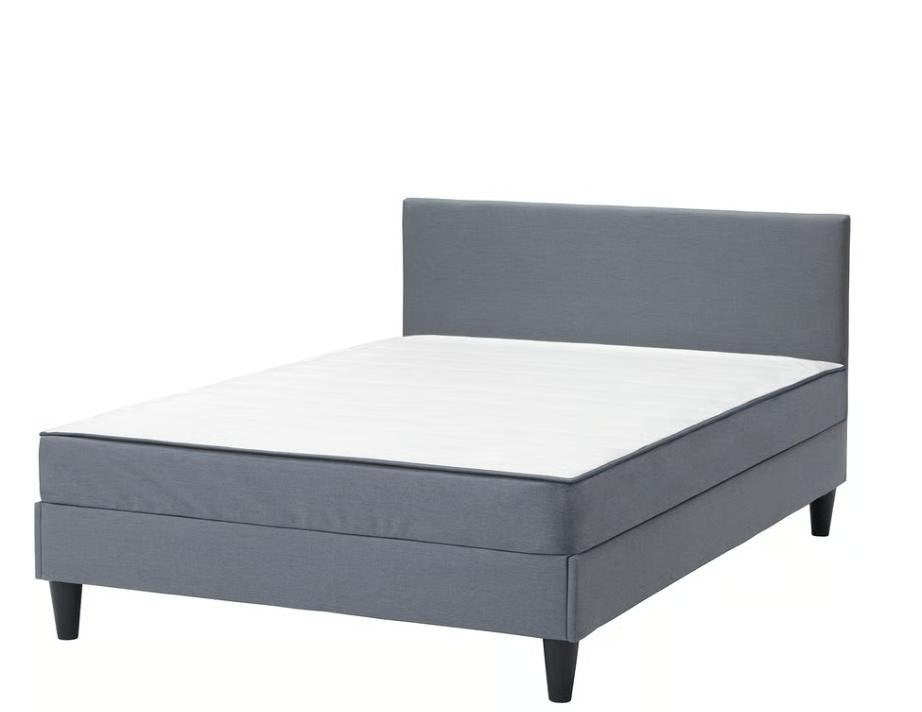 IKEA SÄBÖVIK boxspring 140x200 – grijs – compleet, Nieuw, Twijfelaar, 200 cm, Grijs