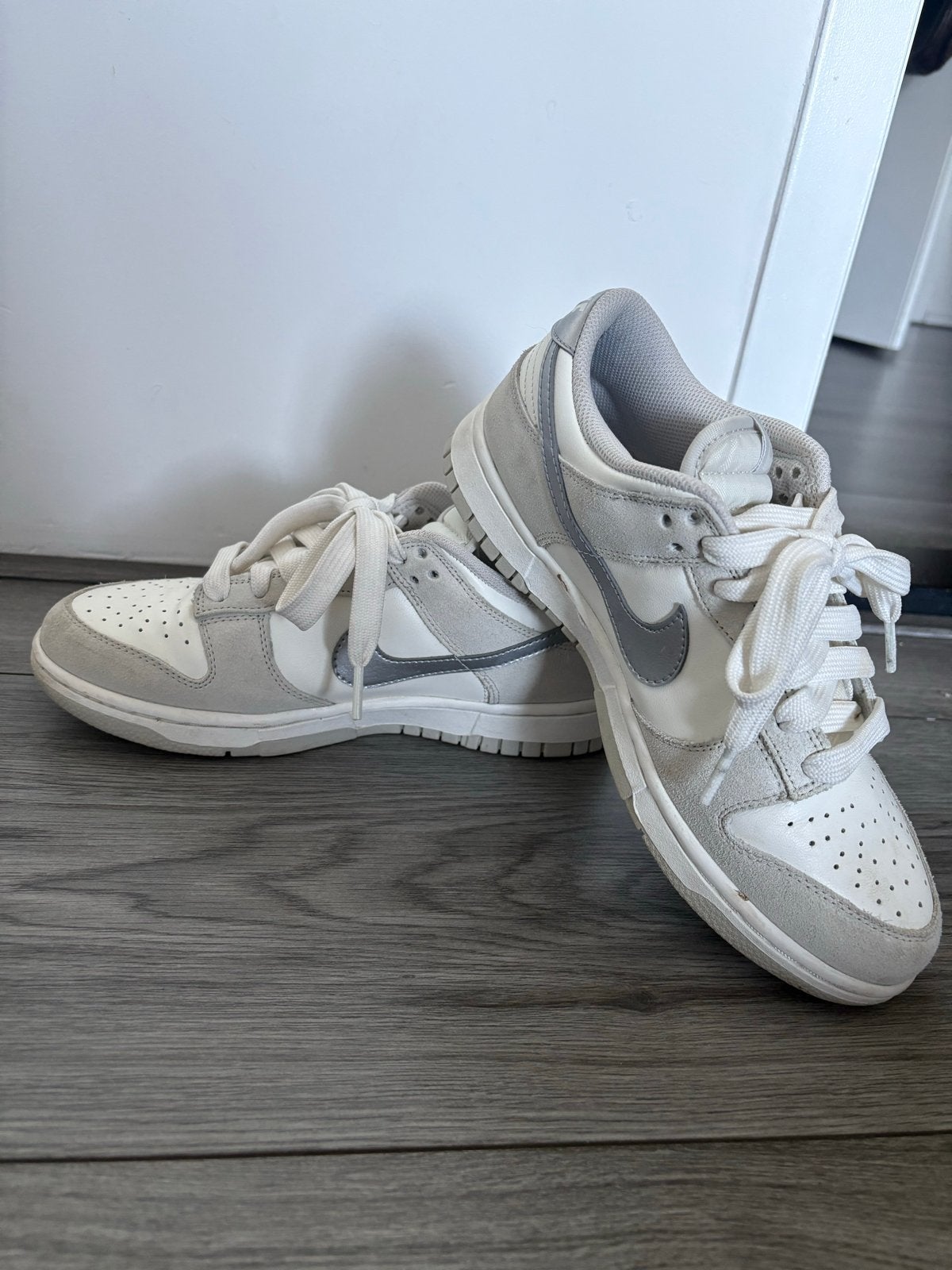 Nike Dunk Low Light Bone Maat 38,5, Ophalen, Gedragen, Wit, Sneakers of Gympen