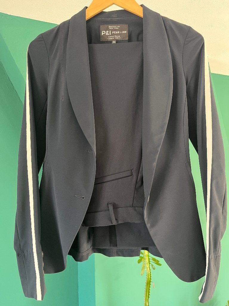 Penn & Ink blazer + 5Preview broek donkerblauw | maat 34/26, Kleding | Dames, Kostuum of Pak, Penn & Ink, Blauw, Ophalen of Verzenden