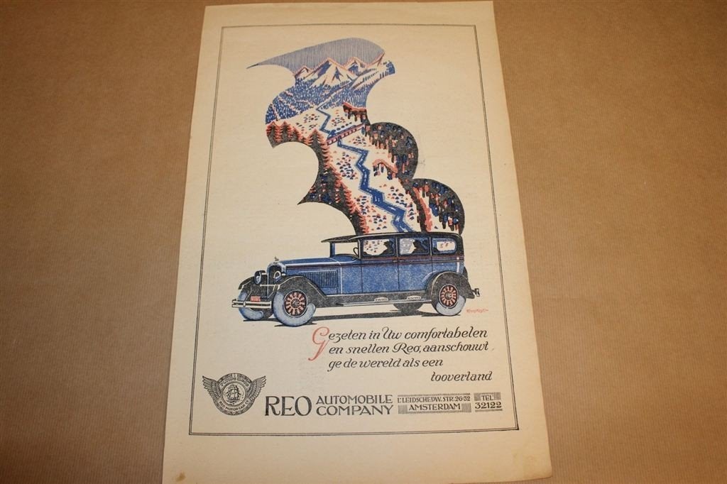 Originele advertentie/affiche REO Automobielen - 1928 !!, Ophalen of Verzenden, Gebruikt, Overige typen