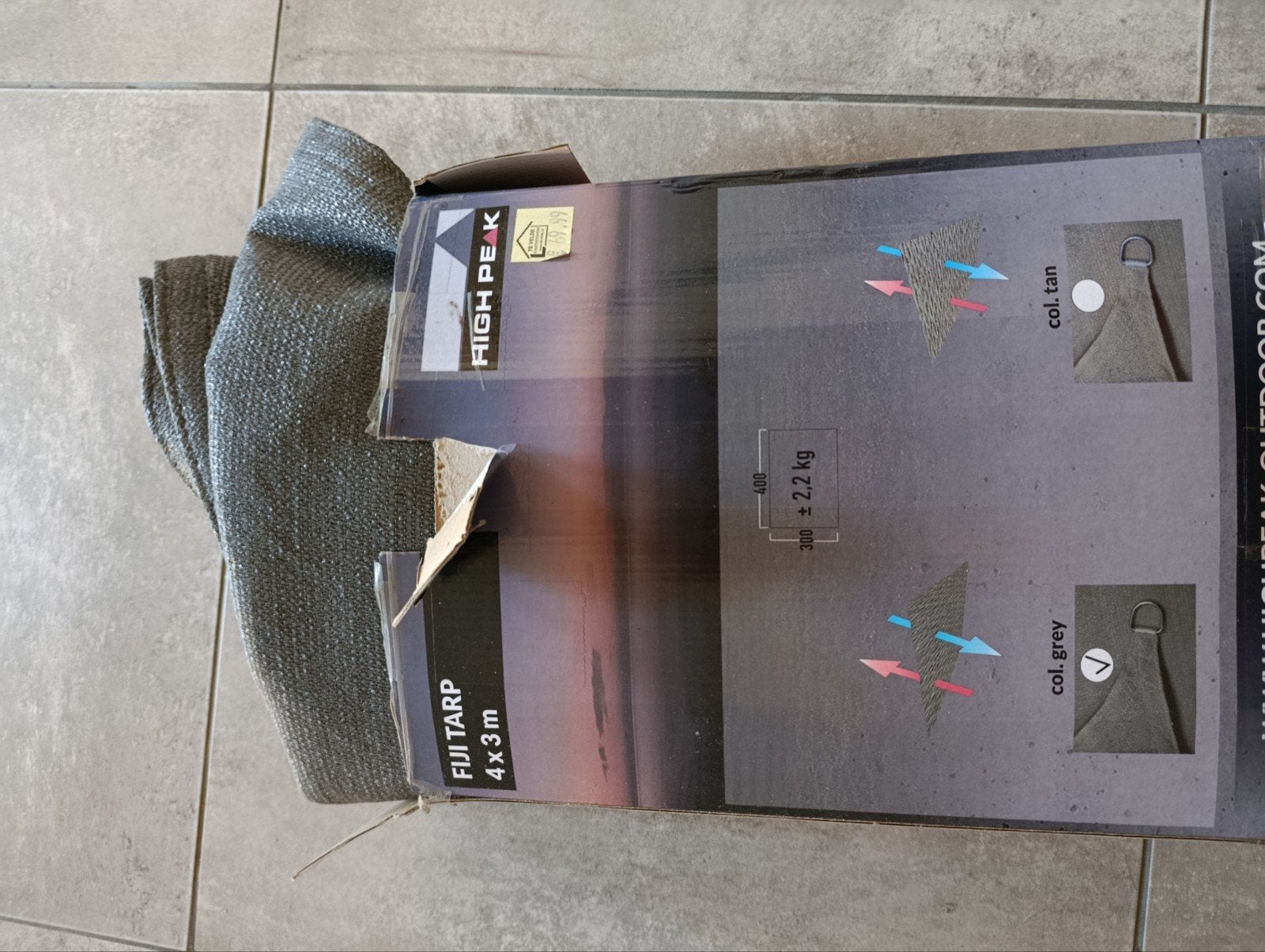 Zware kwaliteit antraciet schaduwdoek 3 x 4 m, Ophalen of Verzenden, Zo goed als nieuw