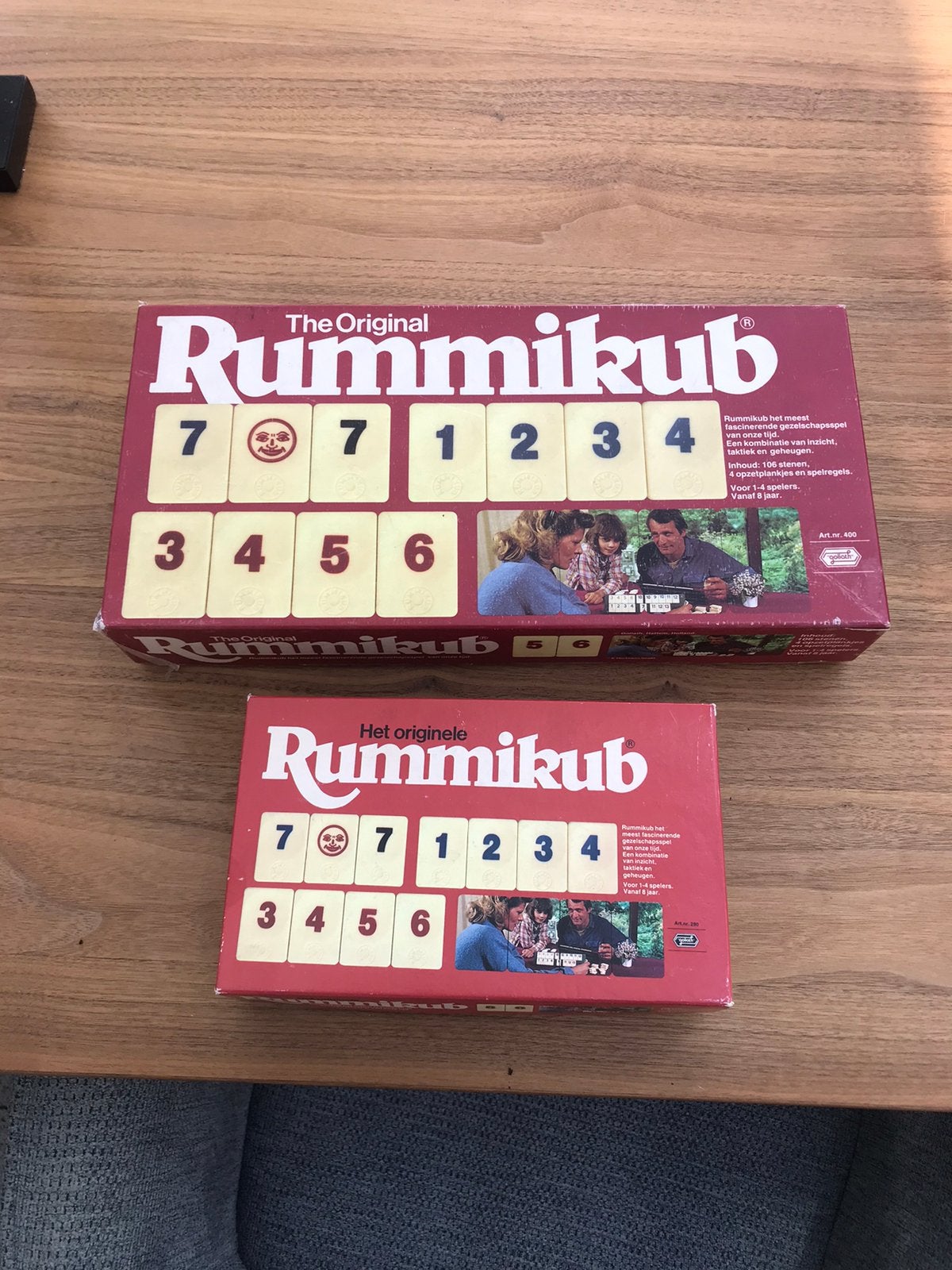 Rummikub grote versie en compacte versie apart te koop, Hobby en Vrije tijd, Gezelschapsspellen | Overige, Ophalen, Gebruikt