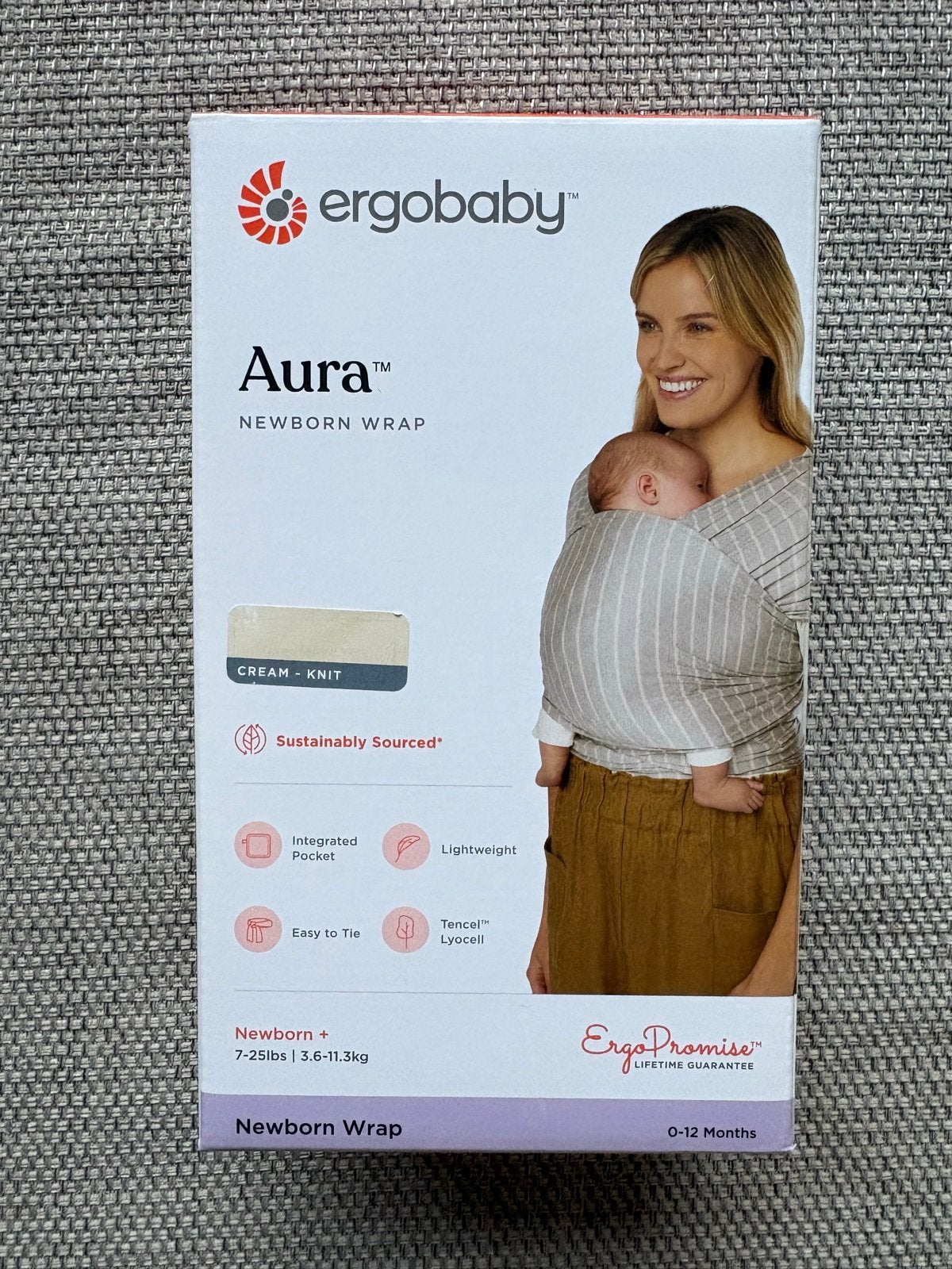 Ergobaby Aura Draagdoek - Nieuwstaat, Overige merken, Draagdoek, Buik of Rug, Nieuw