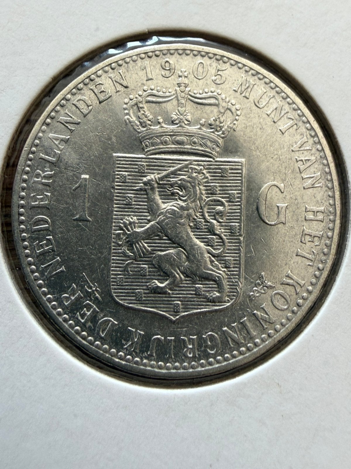 Nette gulden 1905 Wilhelmina, 1 gulden, Zilver, Ophalen of Verzenden, Koningin Wilhelmina