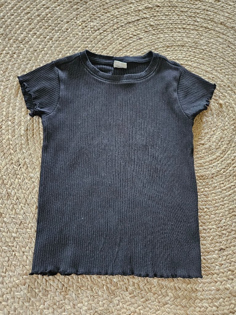 Zwart ribshirt van de Hema, maat 110-116, Kinderen en Baby's, Kinderkleding | Maat 110, Meisje, Ophalen of Verzenden, Zo goed als nieuw