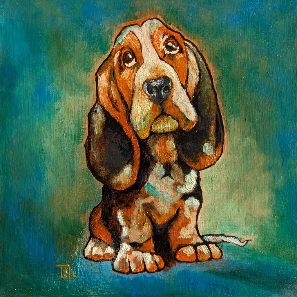 "Lieve Basset Hound" Schilderij, Verzenden