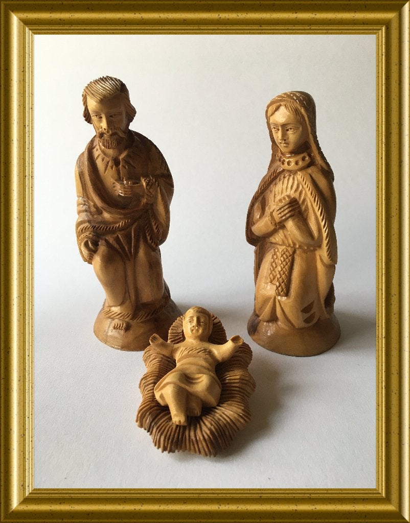 Houten kerstgroepje, nativity, Jozef, Maria, kribbe Jezus, Gebruikt, ., Ophalen of Verzenden, .