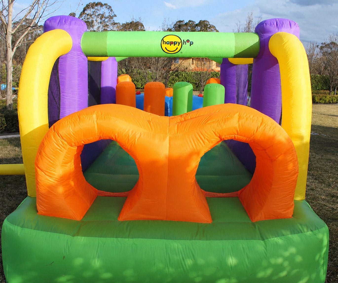 Springkussen/Springkasteel met Glijbaan en blower, Ophalen, Gebruikt